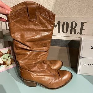 Steve Madden Diablo Leather Boots Harness Western
Cowboy Rodeo Brown Size 8